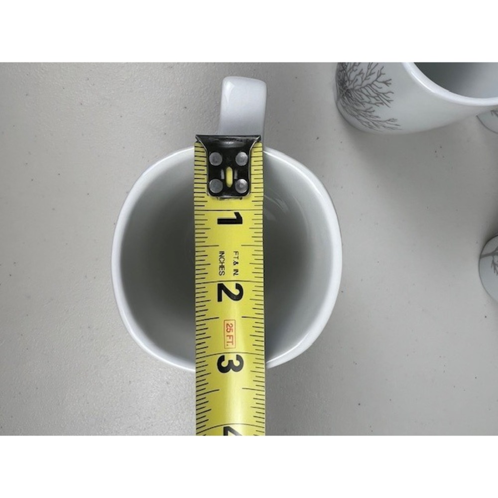 Corelle Coordinates TIMBER SHADOWS Porcelain Tree Coffee Tea Mugs White Set of 4 - Picture 11 of 12